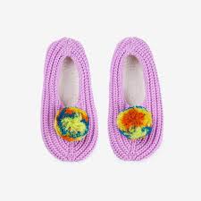 Marble Pom Knit Slippers | Lilac / S/M