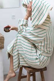 Naram Bathrobe, white/grass