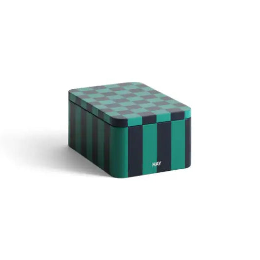 Tin Container, Small, Green/Dark Blue