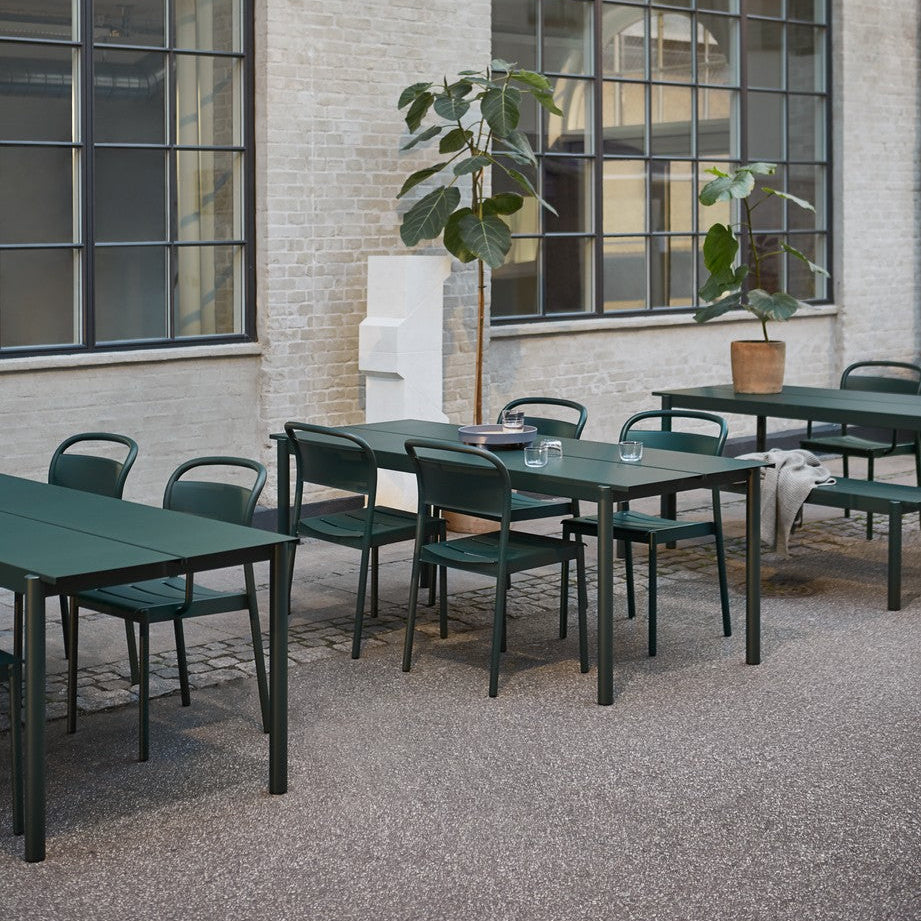 Linear Steel Side Chairs, Dark Green