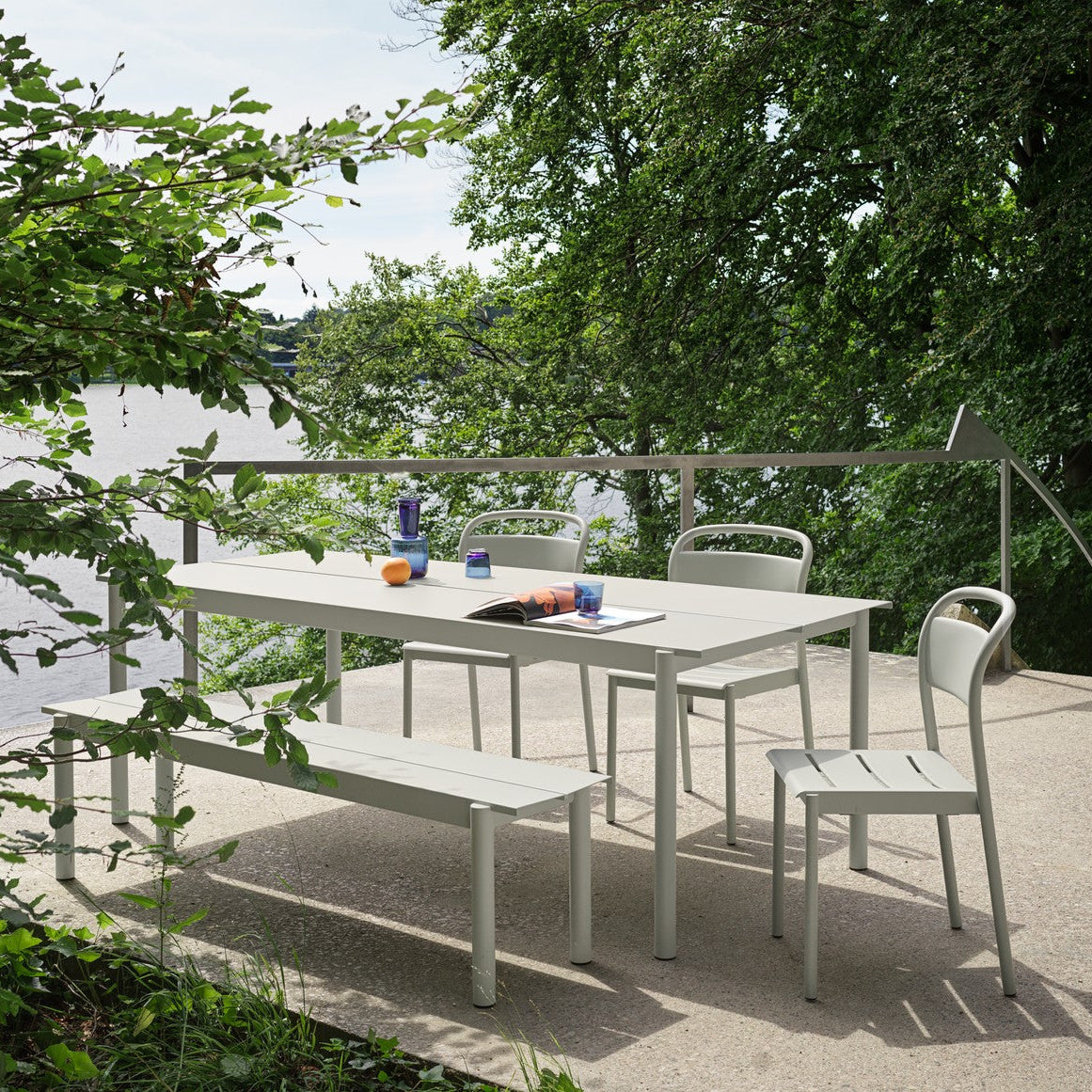 Linear Steel Table, Grey 140cm, 55.1 X 29.5"