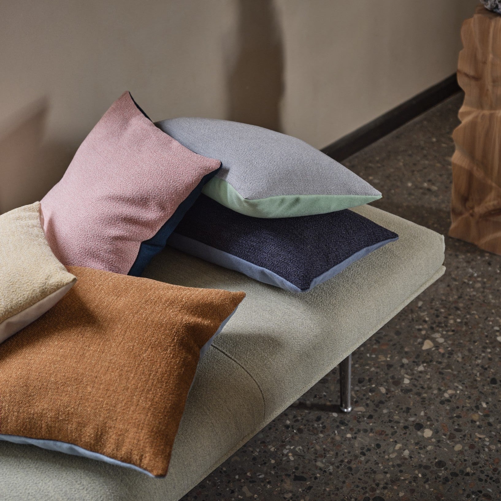 Mingle Cushion, Copper Brown/Light Blue 17.7 X 17.7"