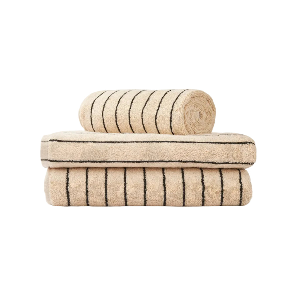 Naram Bath Towel, Creme/Ink