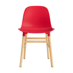 Form Chair, Bright Red, Oak Legs