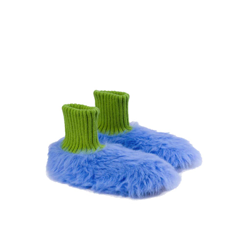 Verloop, Fur Knit Sock Slipper - Periwinkle
