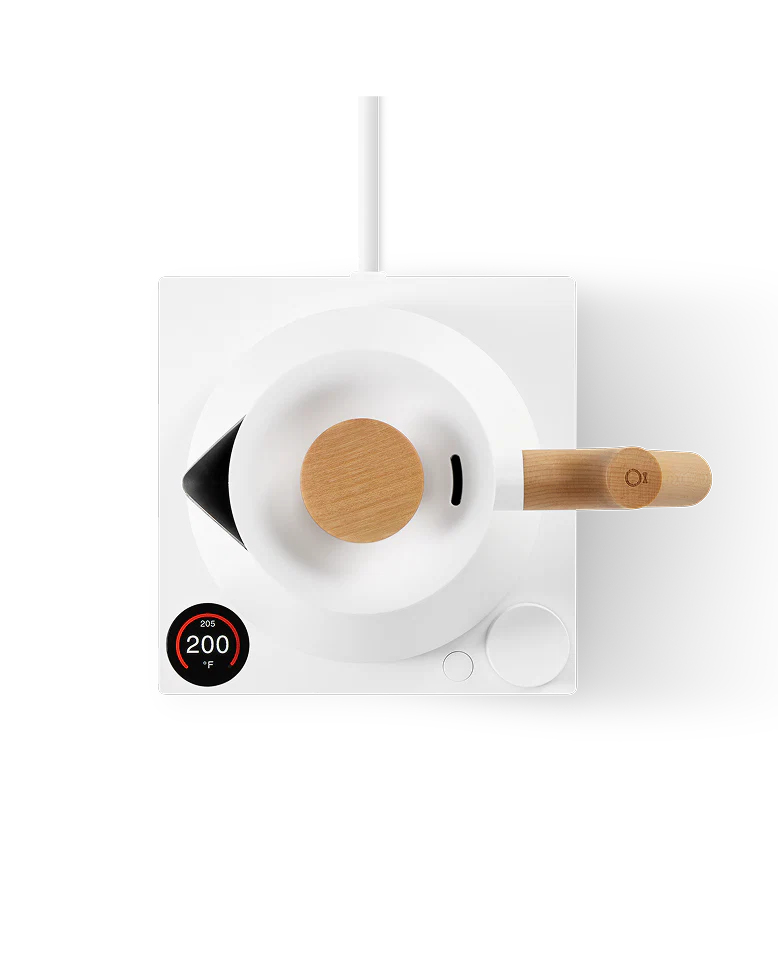 FELLOW Corvo EKG Pro Electric Kettle, Matte White and Maple