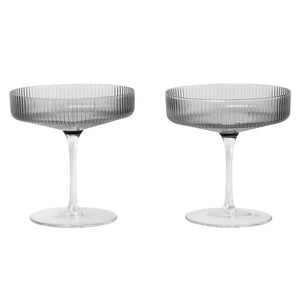 Ripple Champagne Saucer, Smoked, Set of 2