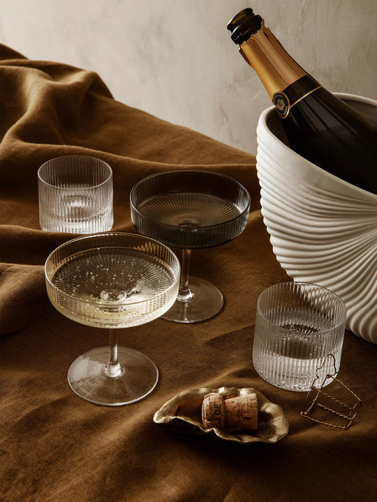 Ripple Glasses, Low, Smoked, Set of 4
