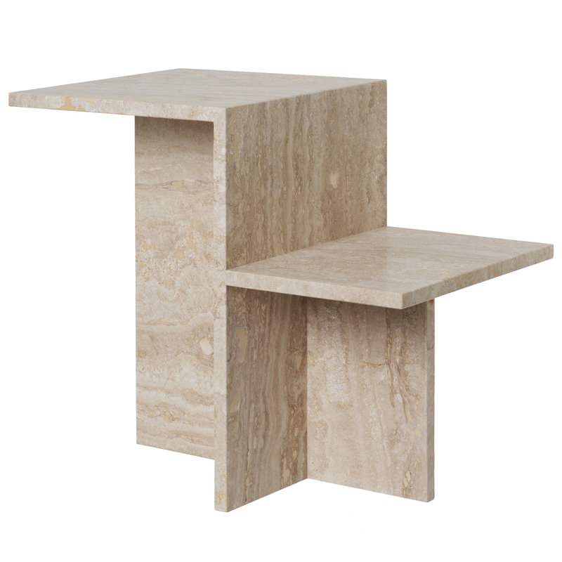 Distinct Side Table, Travertine