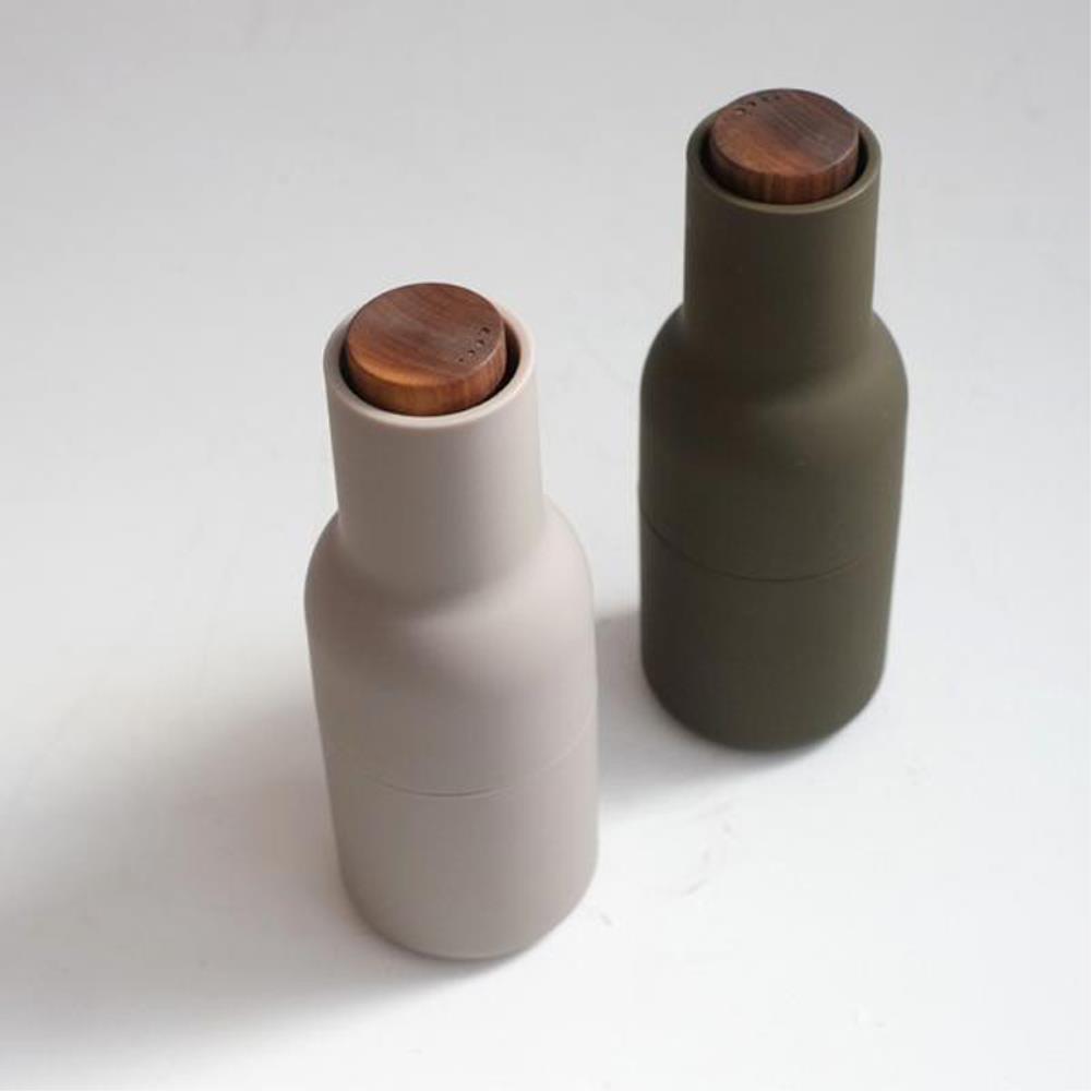Bottle Grinder, Hunting Green/Beige, Walnut lid (2 Pack)-Kitchen/Dishes-Audo-vancouver special