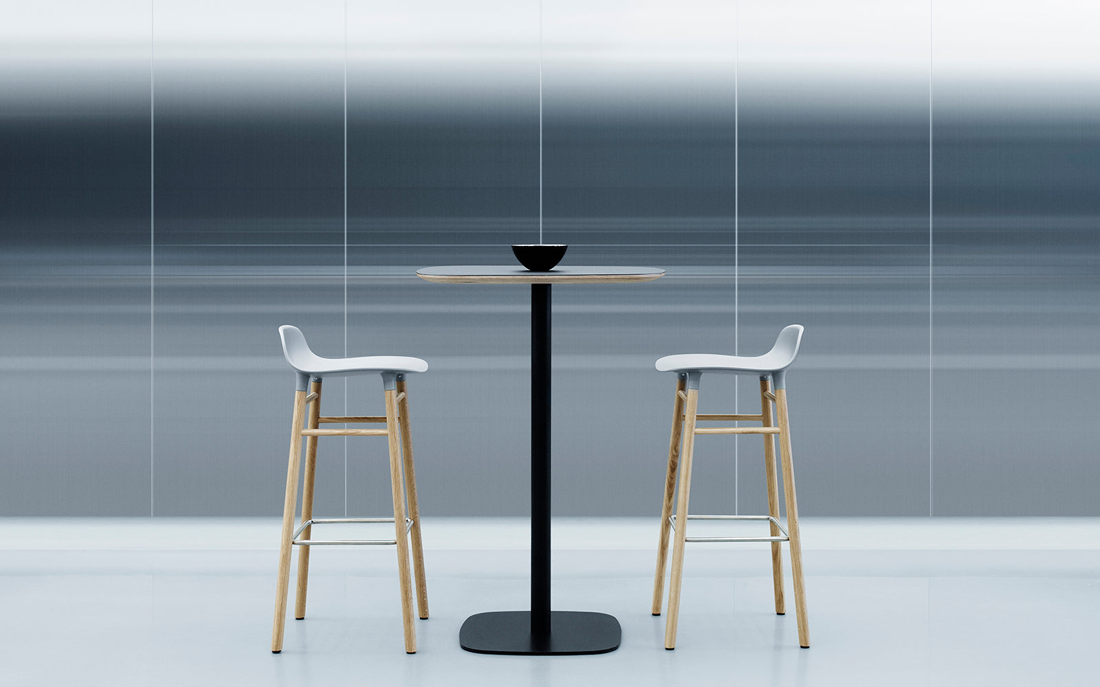 Form Stool 65cm White/Walnut