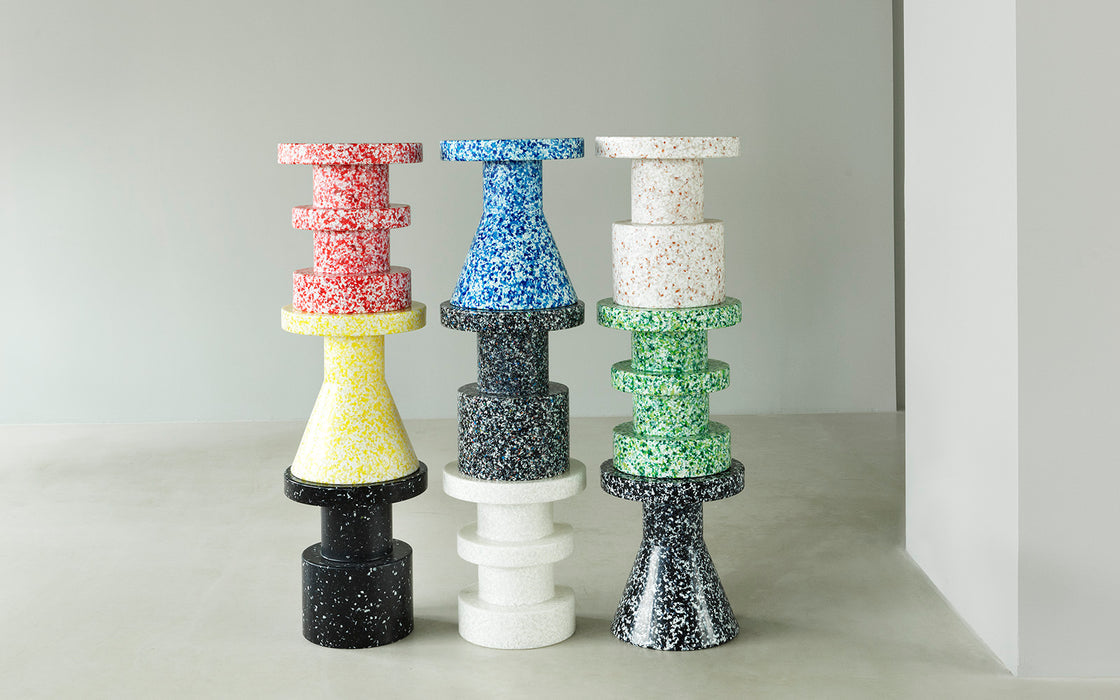 Bit Stool, White Multi