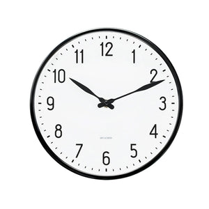 Arne Jacobsen Station Wall Clock, Black/White, 21 cm