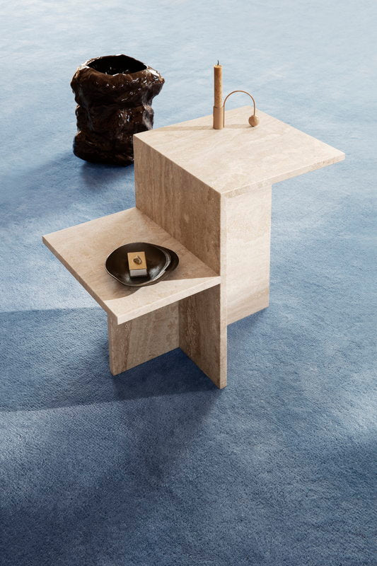Distinct Side Table, Travertine