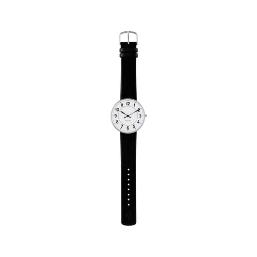 Arne Jacobsen Station watch 40mm white dial black strap