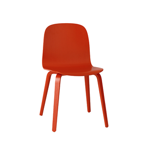 Visu Chair, Wood Base, Red/Red