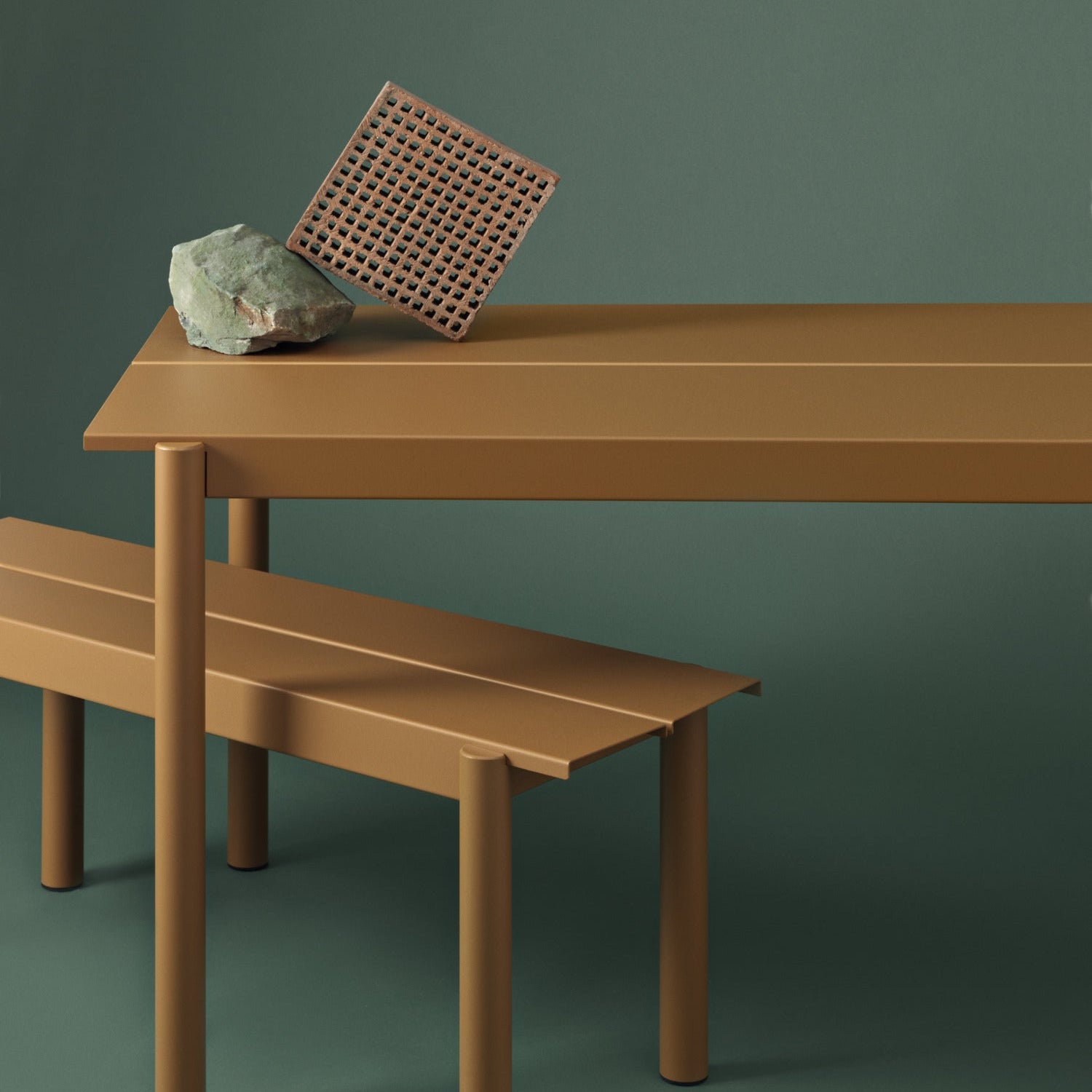 Linear Steel Table, Burnt Orange 140cm