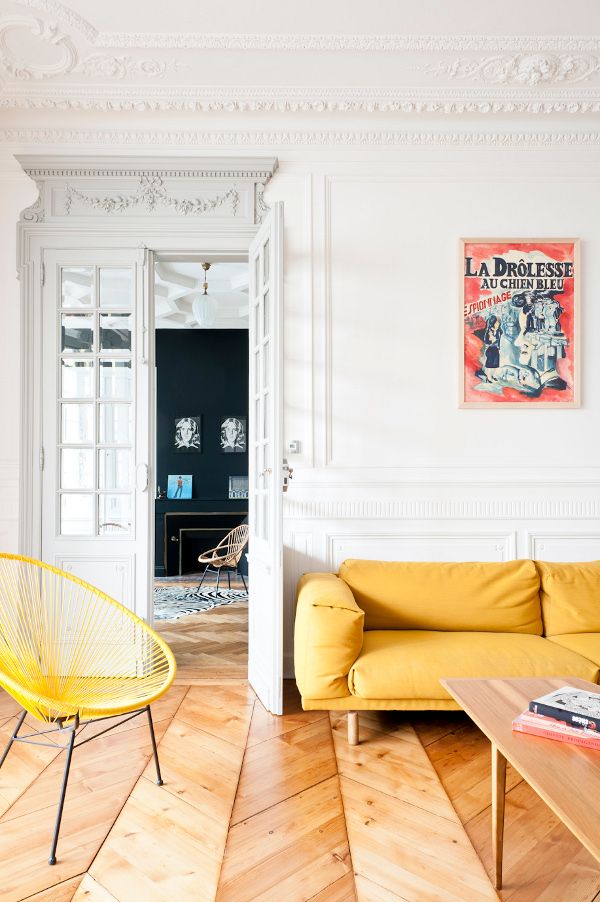 Condesa Rocking Chair, Yellow Cord / White Base