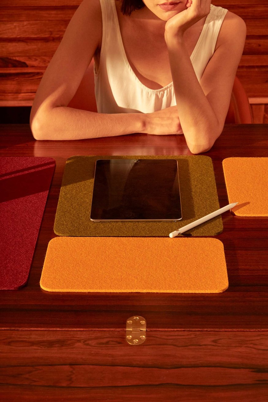Felt Placemat 34x34cm, eisblau