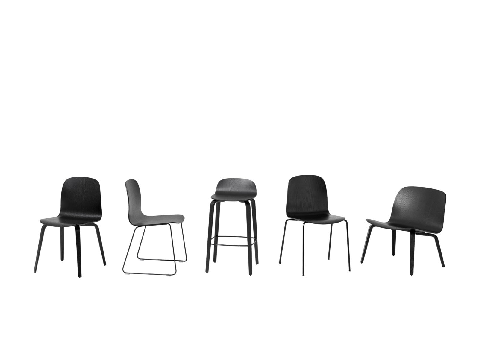 Visu Chair, Wood Base, Black/Black
