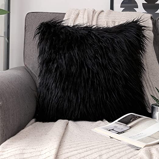 Black Icelandic Sheepskin Pillow