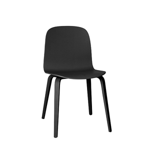 Visu Chair, Wood Base, Black/Black