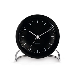 Arne Jacobsen City Hall Table Alarm Clock, Black