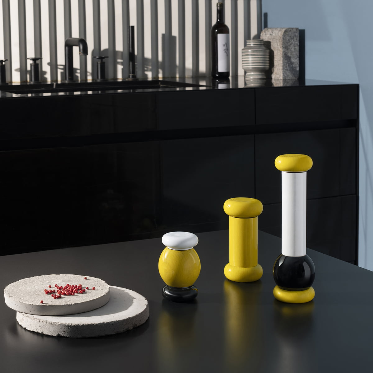 Twergi Tall Wood Pepper Mill, Yellow