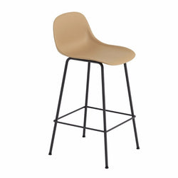 Fiber Stool with Backrest, tube base, 65cm, Ochre/Black