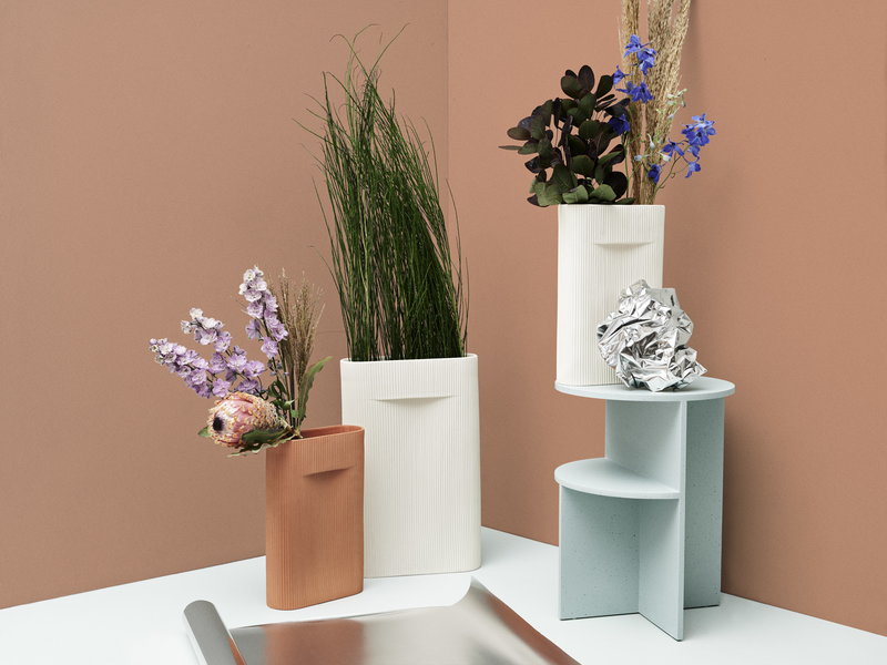 Ridge Vase, Off-White, 6.7"