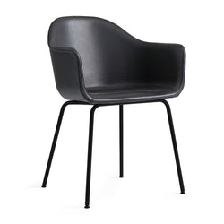 Harbour Armchair, Upholstered Leather Sorensens Dunes (Anthracite), Black metal legs-Chairs-Audo-vancouver special
