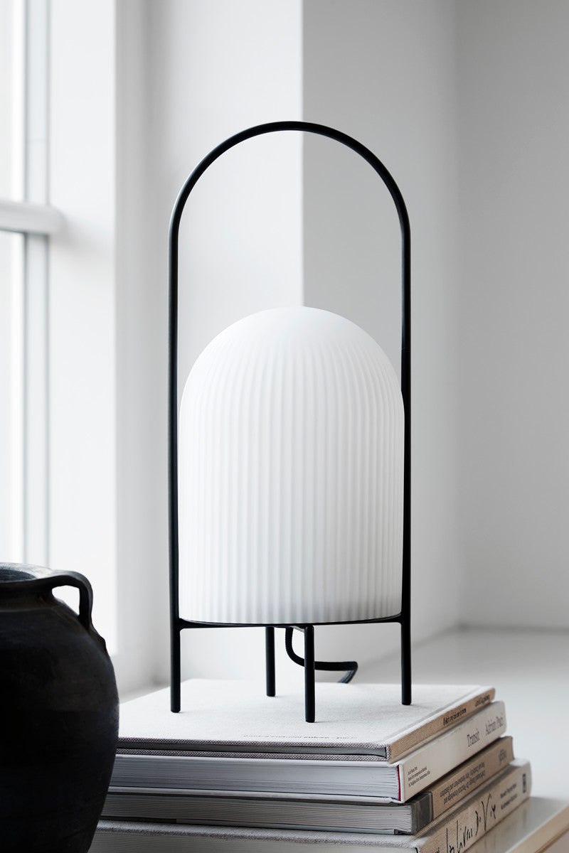 Ghost Table Lamp, Black Metal With Opal Glass
