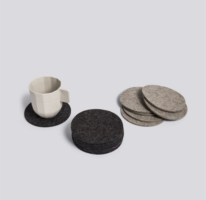 Felt placemat/coaster round, 42cm, hellgrau