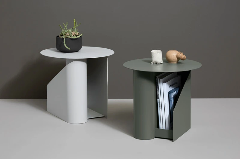 Sentrum Side Table, Dusty Green, painted metal