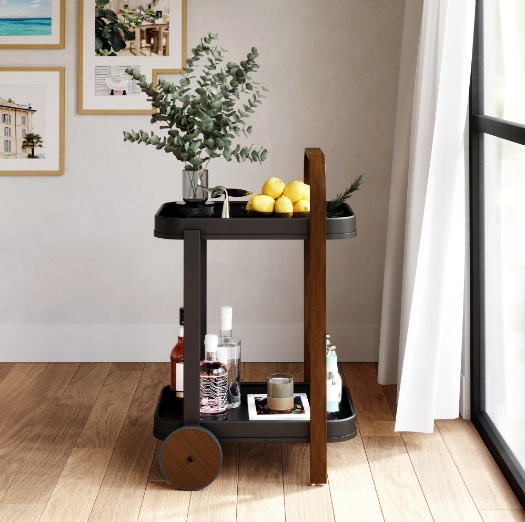 Bellwood Bar Cart, Black/Walnut