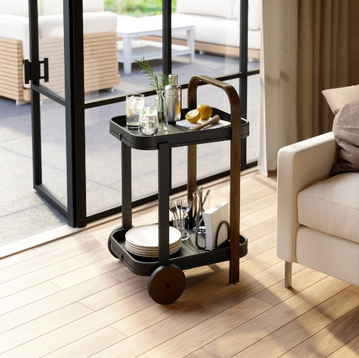 Bellwood Bar Cart, Black/Walnut