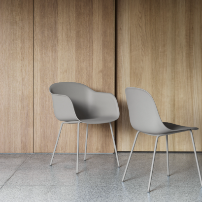 Fiber Side Chair, Ochre Seat/Black Tube base