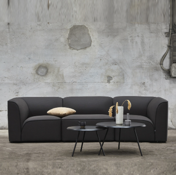 Soround Coffee Table, Black Top/Wood edge, 75cm W x 40cm H