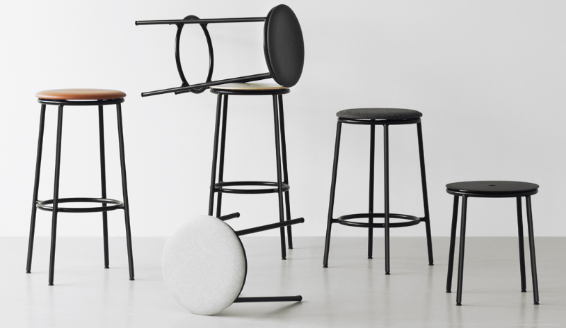 Circa Stool 45 cm Black Steel, Black Oak