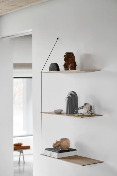Stedge Shelf 80 cm, White Pigmented Lacquered Oak