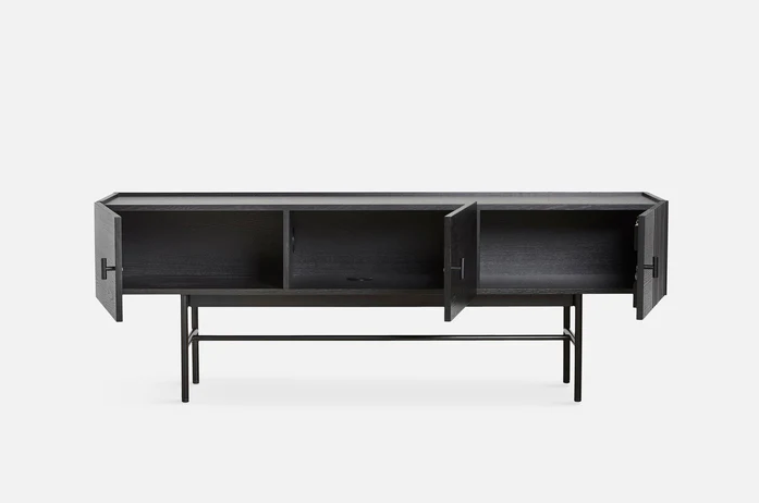Array Low Sideboard (150 cm), Black Painted Oak with Black Painted Metal Legs