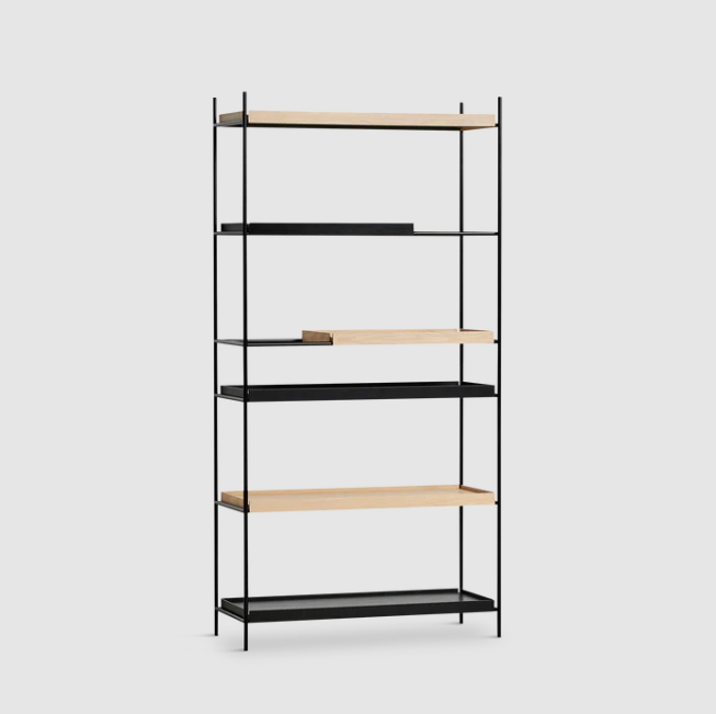 Tray Shelf (High),  2 Wide Oak and 2 Short and 2 Wide Black