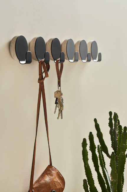 Haak Hook, Black Painted Metal and Solid Oak