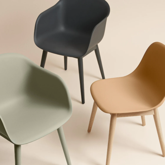 Fiber Side Chair, Black with Black Wood Base