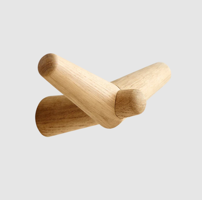 Tail Wing Hook (Medium), White Pigmented Lacquered Solid Oak