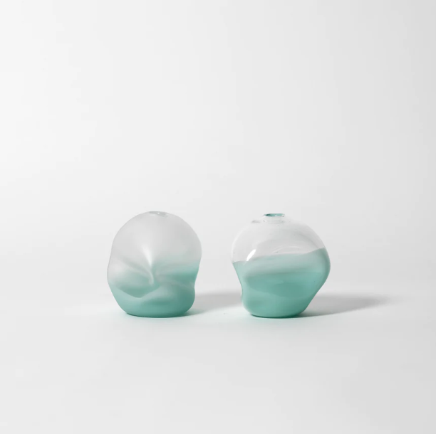 Splash Bottom Vase, Robins Egg