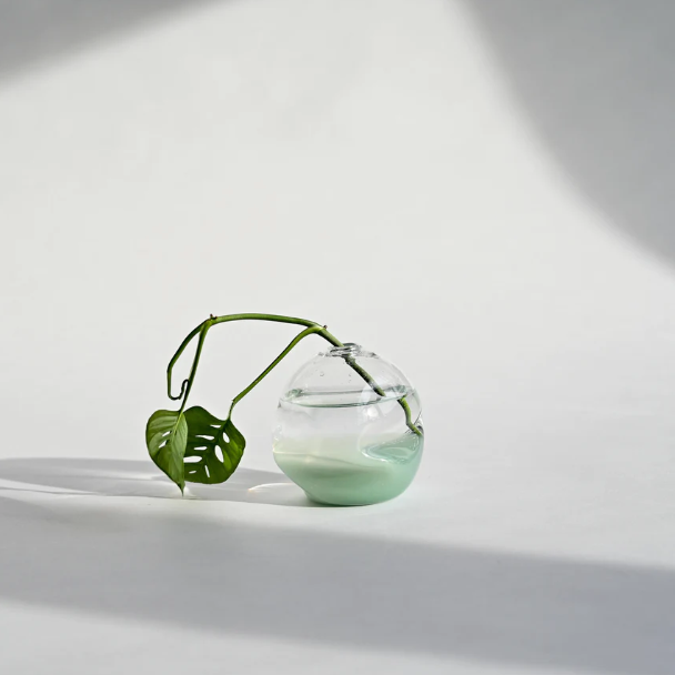 Splash Bottom Vase, Robins Egg