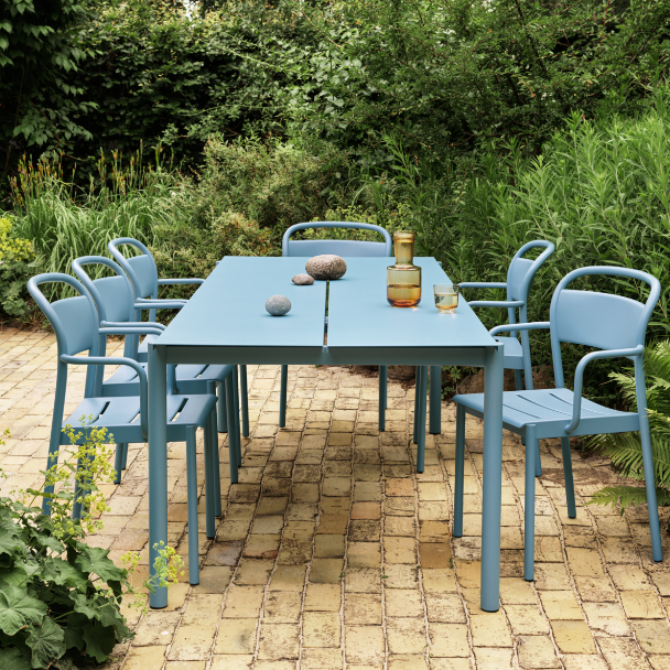 Linear Steel Arm Chairs,  Pale Blue