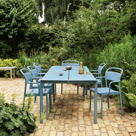 Linear Steel Arm Chairs,  Pale Blue