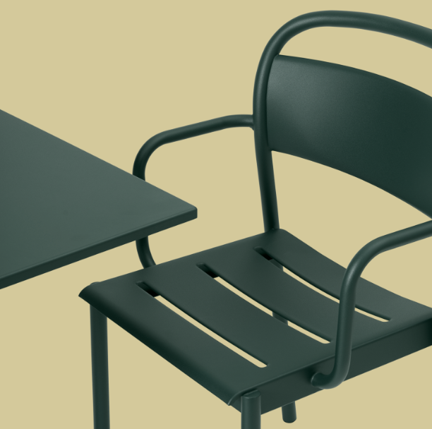 Linear Steel Arm Chairs,  Dark Green